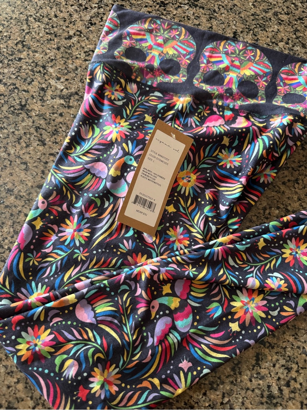 NEW Niyama Sol Black Multicolor Floral Skull & Bird Print Leggings